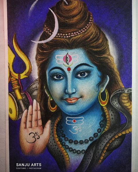 Shiva Face Painting, Mahadev Drawing Oil Pastel, Mahadev Portrait, Mahadev Face, God Reference, Wallpaper Crazy, Cosmic God, Kali Picture, Beautiful Scenery Drawing