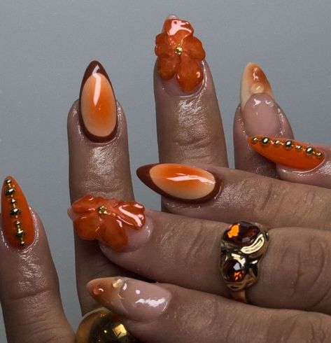 THE LA TECH | • • • • #xlnails #gelx #nails #nailsnailsnails #inglewoodnailtech #simplenails #frenchtipnails #nailart #chromenails #licensednailtech… | Instagram Loud Nails, Cute Orange Nails, Nail Art Orange, Classy Acrylic Nails, Almond Nails Designs, Crazy Nails, Really Cute Nails, Glam Nails, Oval Nails