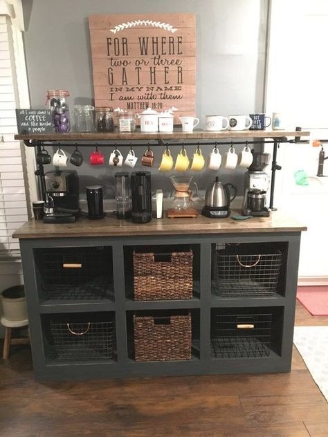 Diy Coffee Station, Diy Coffee Bar, Coffee Bar Design, 3 Coffee, Home Coffee Stations, Home Coffee Bar, Coffee Bar Home, Small Apartment Decorating, Coffee Corner