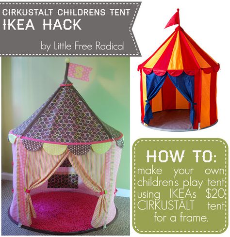 How to customize this adorable pink tent using IKEA's CIRKUSTALT tent frame! Ikea Tent, Tent Hacks, Childrens Tent, Pink Tent, Ideas Habitaciones, Diy Tent, Artsy Ideas, Childrens Table, Kids Tents