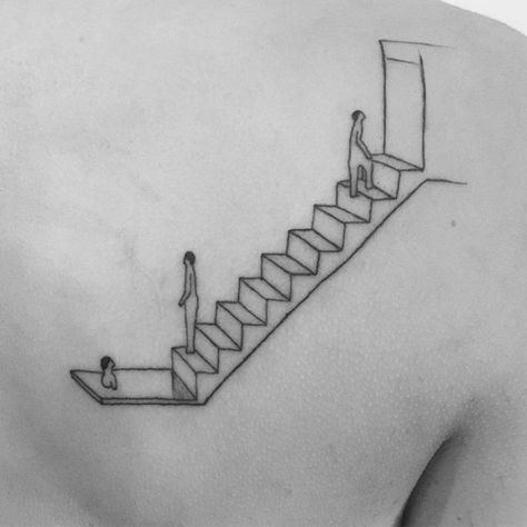 Marine Engineer Tattoo, 60 Architecture, Architect Tattoo Ideas, Architecture Tattoo Ideas, Architectural Tattoo, Construction Tattoo, Stairway Tattoo, Staircase Tattoo, Tattoos Architecture