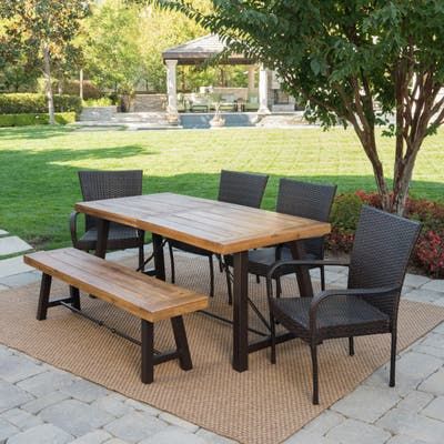 Resin Patio Furniture, Wicker Dining Chairs, Backyard Furniture, Table Bench, Rattan Dining Chairs, Garden Furniture Sets, Noble House, Patio Dining Set, Outdoor Dining Set