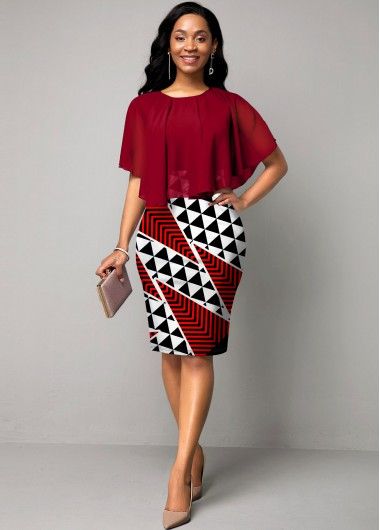 Chiffon Overlay Dress, Costum Elegant, Geometric Clothing, Latest Dress For Women, Best African Dresses, Short African Dresses, African Print Dress Designs, Fashion Dresses Online, Geometric Print Dress