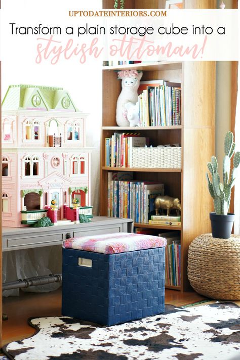 Storage Ottoman Stylish Toy Container Cube Storage Makeover, 3 Cube Storage, Ottoman Makeover, Boho Storage, Eclectic Decor Modern, Bedroom Eclectic, Stylish Ottomans, Declutter Home, Pretty Storage