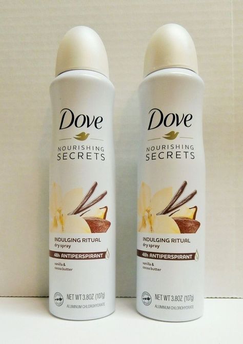 Best Vanilla Deodorant, Dove Coconut Deodorant, Dove Vanilla Deodorant, Good Deodorant For Women, Coconut Hygiene Products, Vanilla Hygiene, Vanilla Self Care, Dove Deodorant Spray, Dove Spray