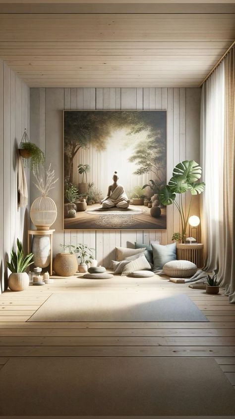 Spaces That Heal: Designing Homes for Wellness and Mindfulness Zen Yoga Room, Sala Yoga, Meditation Room Design, Zen Room Decor, Yoga Room Design, Massage Room Decor, Home Yoga Room, Yoga Meditation Room, Reiki Room