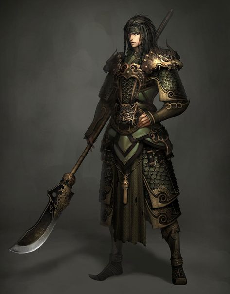 Spearman from Atlantica Online Polearm Character Art, Chinese Warrior, Dungeons And Dragons Characters, Fantasy Male, Fantasy Armor, Main Game, Fantasy Warrior, Arte Fantasy, Fantasy Rpg