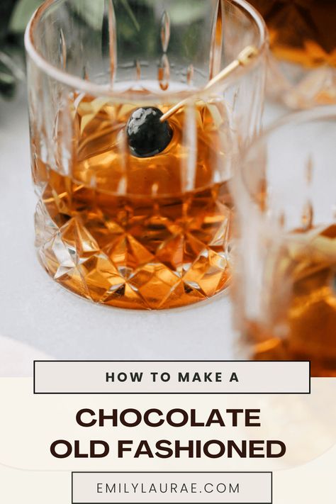 This cocktail gets a classic twist in a glass with my latest creation – the Chocolate Old Fashioned cocktail. In this delectable concoction, the cherished tradition of a classic whiskey-based drink collides with the irresistible allure of chocolate, resulting in a drink that's as sophisticated as it is satisfying! Get ready to sip, savor, and succumb to the enchantment of this sweet and tasty chocolate bourbon masterpiece! Orange Mocktail Recipes, Chocolate Old Fashioned, Old Fashion Drink Recipe, Chocolate Bitters, Classic Old Fashioned, Old Fashioned Drink, Chocolate Cocktails, Cocktail Drinks Alcoholic, Chocolate Bourbon