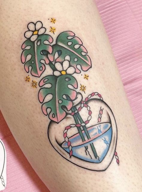 Small Girly Traditional Tattoo, Plant Shelf Tattoo, Traditional Plant Tattoo, Emily Tattoo, Dreams Tattoo, Tattoo Sleeve Filler, Traditional Tattoo Inspiration, American Traditional Tattoo Ideas, Traditional Tattoo Ideas