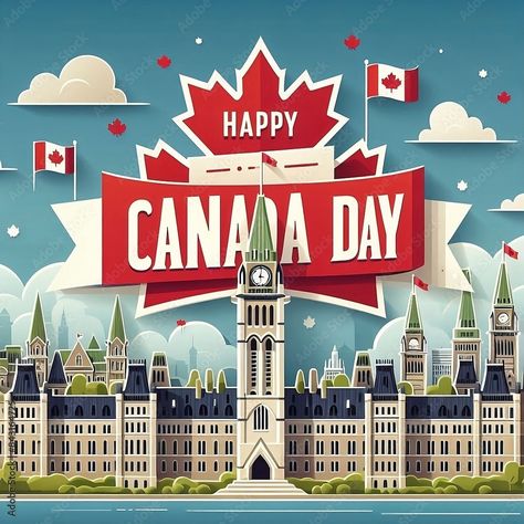 Download Happy Canada Day background with canada day celebration card with ottawa canada parliament building facade Independence Day poster created with generative ai	 Stock Illustration and explore similar illustrations at Adobe Stock. Canada Parliament, Independence Day Poster, Celebration Card, Happy Canada Day, Ottawa Canada, Day Background, Building Facade, Canada Day, Canada Flag