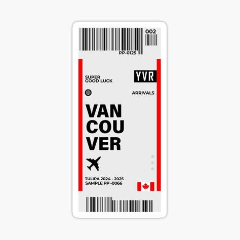 Vancouver Boarding Pass Canada Travel Ticket Sticker Canada Ticket, Ticket Sticker, Travel Ticket, Travel Tickets, Flight Ticket, Canada Travel, Vancouver, Boarding Pass, Vision Board