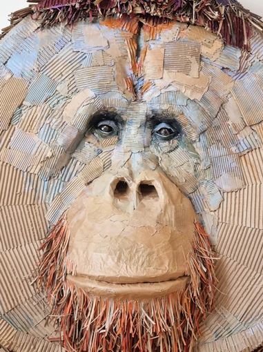 Josh Gluckstein Artist | Cardboard Cardboard Animal Head, Portrait Home Decor, Expressive Portraits, Cardboard Animals, Paper Mache Animals, Cardboard Sculpture, Colossal Art, Recycled Cardboard, Cardboard Art