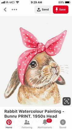 1950s Head Scarf, Lapin Art, Bunny Watercolor, Bunny Painting, Rabbit Painting, 강아지 그림, Instagram Prints, Rabbit Art, Bunny Art