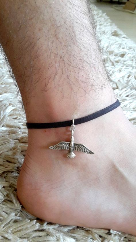 Mens Anklet - Mens Ankle bracelet - Anklet for Men - Ankle Bracelet For Men - Mens Jewelry - Mens Gift - Bird Leather Anklet for men, Bird anklet, foot bracelet, brown anklet, genuine leather anklet, beach, summer jewelry, ankle bracelet, Gift •Please choose your anklet length from the Mens Anklet, Men's Ankle Bracelet, Mens Bracelet Fashion, Rope Bracelet Men, Nameplate Necklace Silver, Leather Anklets, Foot Bracelet, Jewellery Design Sketches, Jewelry Mens