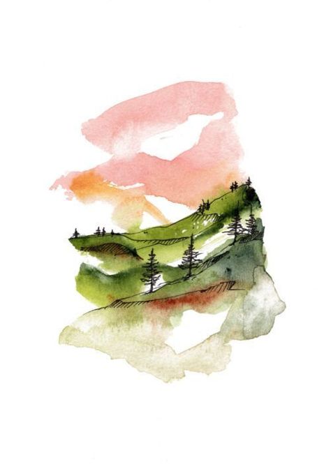 Watercolor Minimal, Minimal Watercolor, Watercolor Art Face, Watercolor Art Landscape, Boho Prints, Art Mid Century Modern, Minimalist Watercolor, Watercolor Paintings For Beginners, Watercolor Card