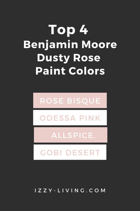 Dusty pink with its beautiful depth is elegant, sophisticated, and timeless. These are the pink tones to avoid the ‘millennial pink’ trend. These Benjamin Moore paint colors are gorgeous paired with deep charcoal textiles and black or gold hardware. @benjamin_moore Rose Paint Colors, Dusty Rose Paint, Rose Paint Color, Benjamin Moore Paint Colors, Farmhouse Renovation, Millennial Pink, Paint Colors Benjamin Moore, Benjamin Moore Paint, Elegant Sophisticated