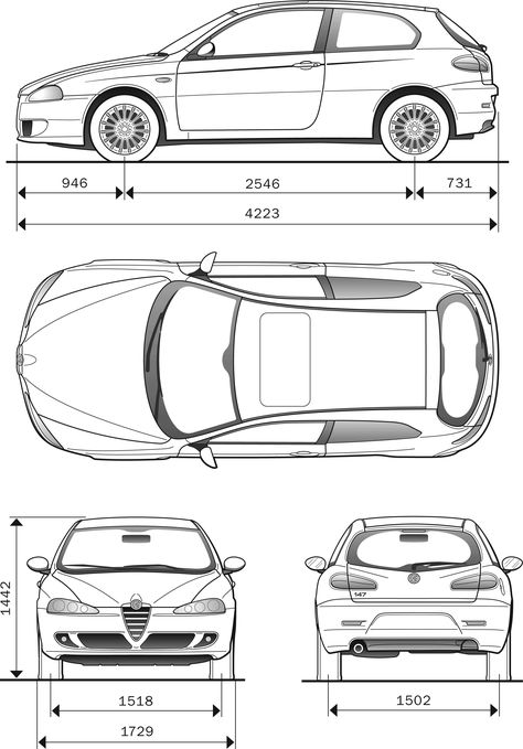 Alfa Romeo 147 blueprint Alfa Romeo Spider 916, Chevrolet Luv, Alfa Cars, Car Alignment, Intarsia Wood Patterns, Electra 225, Peugeot 504, Funny Vintage Ads, Suzuki Carry