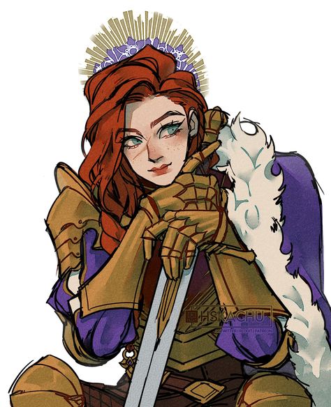 Bonnibellum is a literal queen and goddess of community, family, and war. I can't get over how pretty she looks here! If you aren't following hskachu, you should be. Dnd Paladin, Queen Drawing, Female Knight, Queen Art, Dungeons And Dragons Characters, Dnd Art, Character Poses, Fantasy Rpg, Fantasy Inspiration