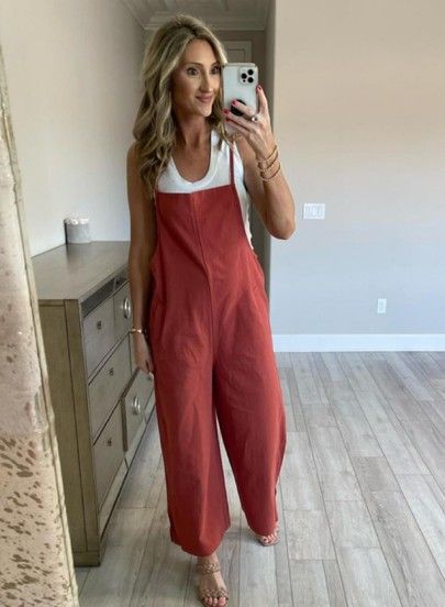 Amazon Free People, Jumpsuit Outfit Casual, Casual Mom Style, Oversized Jumpsuit, Free People Jumpsuit, Jumpsuit Outfit, Jumpsuit Fashion, Workout Tank Tops, Mom Style