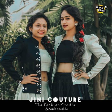 Black Jacket with Grey Tunic Top and Lehanga with mirror perfect for Chaniya choli, Sangeet Sandhya  #jinicouture #nishamadalia #navratri #2019 #chaniyacholi #lehangas #sangeet #blackjacket #tunic #top #fashiondesigner #surat #mumbai #ahmedabad #vadodara #india #usa Black Chaniya Choli, Navratri Dress, Traditional Jacket, Gray Tunic, Blouse Design Models, Chaniya Choli, Fashion Studio, Ahmedabad, Blouse Design