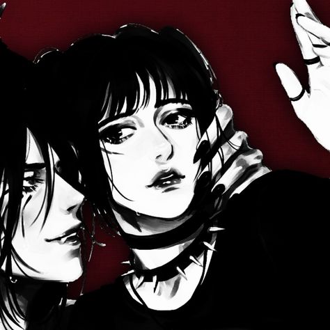 1/2 Vampire Matching Pfp Couple, Black And Red Matching Pfp, Matching Vampire Pfp, Flower Matching Pfp, Alt Matching Pfp, Goth Matching Icons, Halloween Couple Pfp, Goth Matching Pfp, Spooky Matching Pfp