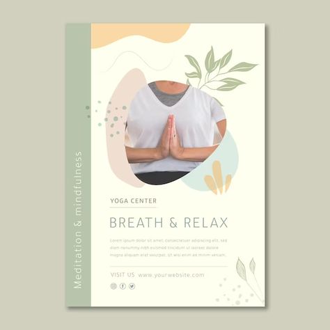 Free Vector | Free vector meditation and mindfulness squared flyer Reiki Flyer Design, Wellness Flyer, Massage Flyer, Yoga Posters, Yoga Flyer, Meditation Poster, Altar Space, Yoga Center, Leaflet Design