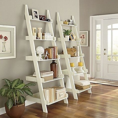 30 Incredible Shelf Decoration Ideas to Beautify Your Home ~ Matchness.com Bookshelf Decorating Ideas, Ladder Shelf Decor, Ladder Shelves, Shelf Decor Living Room, Ladder Bookshelf, Room Shelves, Ladder Shelf, Bookshelf Decor, Shelf Decor