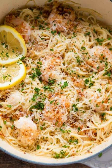 One Pot Breaded Parmesan Shrimp Scampi Pasta Parmesan Shrimp Scampi, Shrimp Scampi Pasta Recipes, Shrimp And Pasta, Parmesan Shrimp, Shrimp Scampi Pasta, Shrimp Parmesan, Scampi Pasta, Oh Sweet Basil, Breaded Shrimp