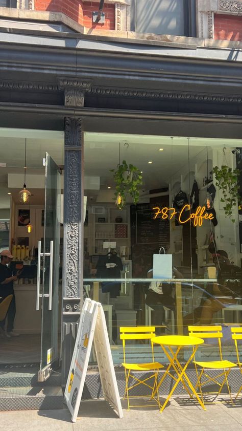 Yellow Coffee Shop Aesthetic, Yellow Coffee Aesthetic, Yellow Coffee Shop, Sunflower Cafe, Dream Boutique, Coffee Shop Aesthetic, Yellow Coffee, Aesthetic Coffee, Yellow Aesthetic