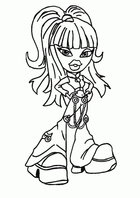 Free Printable Bratz Coloring Pages For Kids Bratz Coloring Pages, Bratz Coloring, Disney Colors, Online Coloring Pages, Easy Coloring Pages, Cartoon Coloring Pages, Coloring Pages For Girls, Halloween Coloring Pages, Disney Coloring Pages