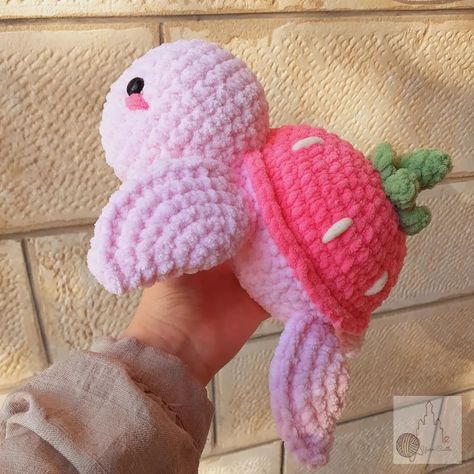 Crochet strawberry turtle plushie 🍓🐢 order now!! DM to order. #ctocheting #crochet #smallbusiness #smallbusinessowner #smallbusinesssupport #strawberryturtle #yarn #handmade Pattern by @crochetbygenna ❤️❤️ Crochet Strawberry Turtle, Strawberry Turtle, Turtle Plushie, Crochet Plushie, Crochet Strawberry, Crochet Inspiration, April 13, Sea Turtle, Crochet Amigurumi