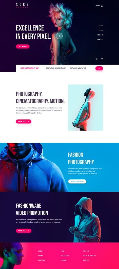 Xore studio Blue And Red Website Design, Bright Website Design, Dark Website Design, Bold Website Design, Cool Web Design, Studio Website Design, Design Studio Website, Colorful Website Design, Ui Ux 디자인