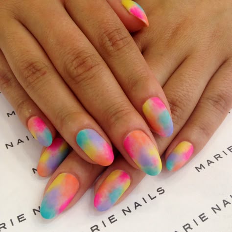 Rainbow Watercolor Nails, Watercolor Dip Nails, Watercolor Nail Art, Watercolor Nails, Nail Shapes Square, Feather Nails, Hard Gel Nails, Water Color Nails, May Nails