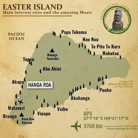 Easter Island Travel, Easter Island Moai, Fried Bread, Chile Travel, Homeschool History, Island Map, Easter Island, Island Art, Water Bodies