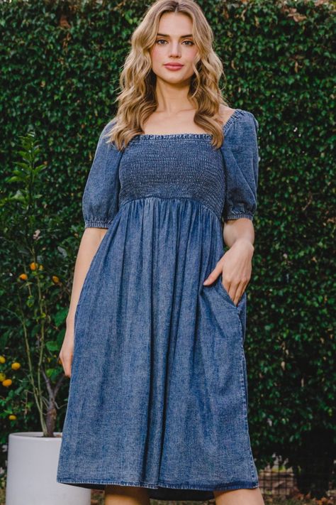 Arabic Interior, Denim Dress Outfit, Ootd Instagram, Denim Outfits, Puff Sleeve Dress, Versatile Dress, Weekend Brunch, Puffed Sleeves Dress, Versatile Dresses