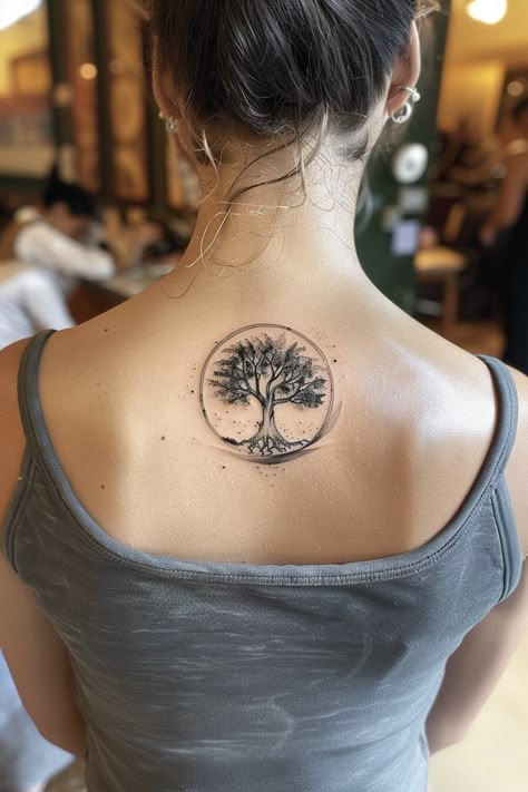 Tree Of Life Tattoo Chakra, Tree Of Life Shoulder Tattoo Women, Oak Tree Back Tattoo, Henna Tree Designs, Life Tree Tattoo Design, Fine Line Tree Of Life Tattoo, Simple Tree Of Life Tattoo, Tree Of Life Tattoo For Women, Tattoo That Represents Strength Woman