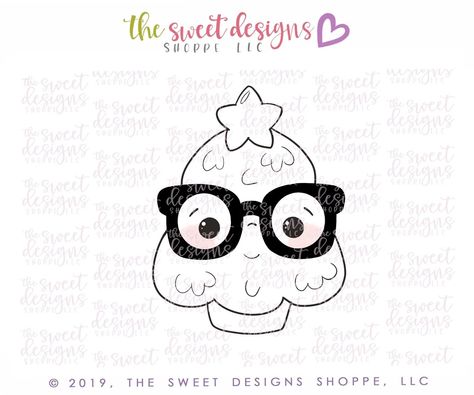 Nerdy Christmas Tree, Nerdy Christmas, Asian Flowers, Art Lessons Middle School, Reindeer Face, Bow Template, Tree Cookies, Kawaii Christmas, Christmas Tree Cookies