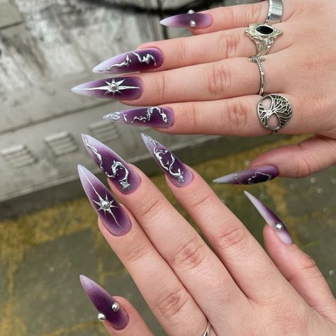 All posts • Instagram Aura Chrome Nails, Shadowheart Cosplay, Goth Nail Art, Dark Purple Nails, Purple Aura, Baby Pink Nails, Purple Nail Art, Maroon Nails, Purple Nail Designs