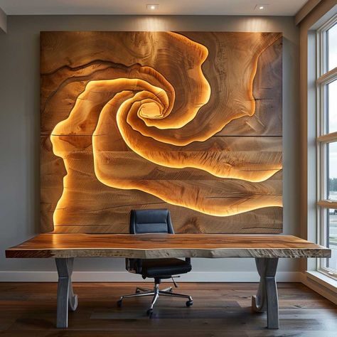 Crafting Ambiance with Premium Wood LED Panel Designs • 333+ Art Images Wood Epoxy Wall Art, Diy Plywood Art, Interior Cabin Ideas, Toy Collection Room, Wood Panel Art, Plywood Art, Building Office, Inspiring Lifestyle, Wood Wall Design