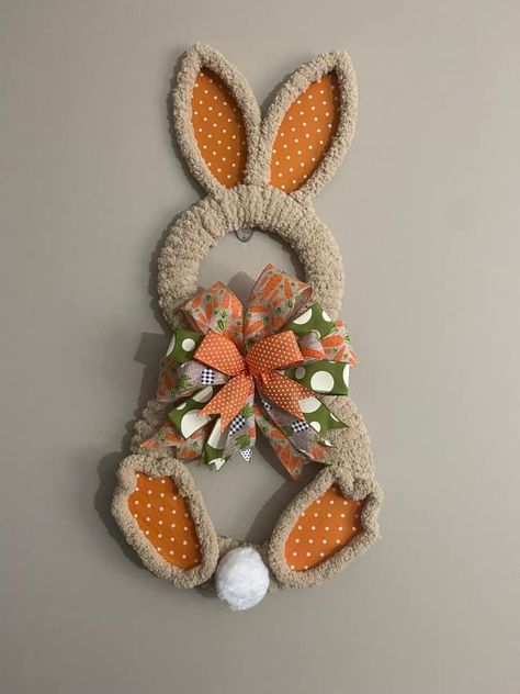 Bunny Shaped Wreath, Easter Bunny Wreath Diy, Animal Wreaths, Bunny Wreaths, Bunny Wreath Diy, Easter Crafts Dollar Store, Easter Mesh Wreaths, Easter Craft Projects, Easter Crafts For Adults