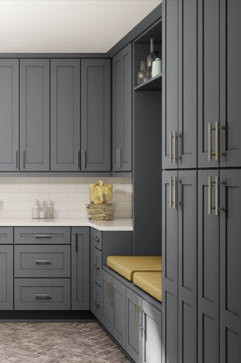 Dark grey shaker kitchen cabinets are suitable for individuals that desire a more bold and edgy painting on their Shaker cabinet. These style of kitchen cabinets require very little maintenance compared to other shades since they hide most stains and fingerprint smudges. Also, they're suitable for a variety of interior colouring like brown, cream, and white. Dark Gray Shaker Kitchen Cabinets, Dark Grey Shaker Kitchen Cabinets, Dark Grey Shaker Kitchen, Gray Shaker Kitchen Cabinets, Grey Shaker Kitchen Cabinets, Dark Brown Kitchen Cabinets, Dark Gray Kitchen, Dark Grey Kitchen Cabinets, Grey Shaker Kitchen