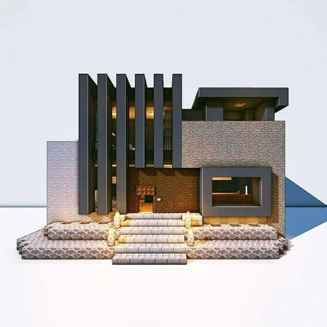 Dark Modern Minecraft Houses, Grey Minecraft House, Aesthetic Modern Minecraft Houses, Cute Window Ideas Minecraft, Luxurious Minecraft Houses, Minecraft Luxury House Ideas, Modern House In Minecraft Ideas, Minecraft House Ideas Modern Tutorial, Minecraft City Map Layout