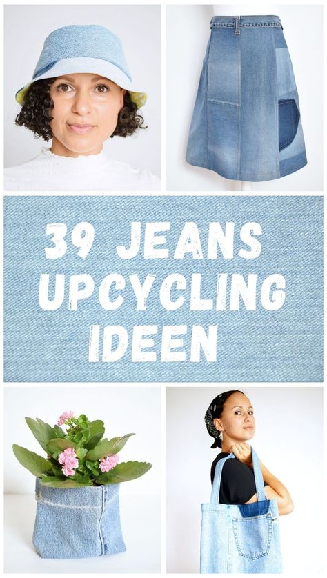 Entdecke angesagte Upcycling Ideen für deine alte Jeans! Recycle Jeans Clothes, Diy Jeans Upcycle, Jeans Diy Upcycle, Recycled Denim Bags, Upcycling Jeans, Denim Crafts Diy, Diy Jeans, Upcycle Sewing, Upcycling Ideas