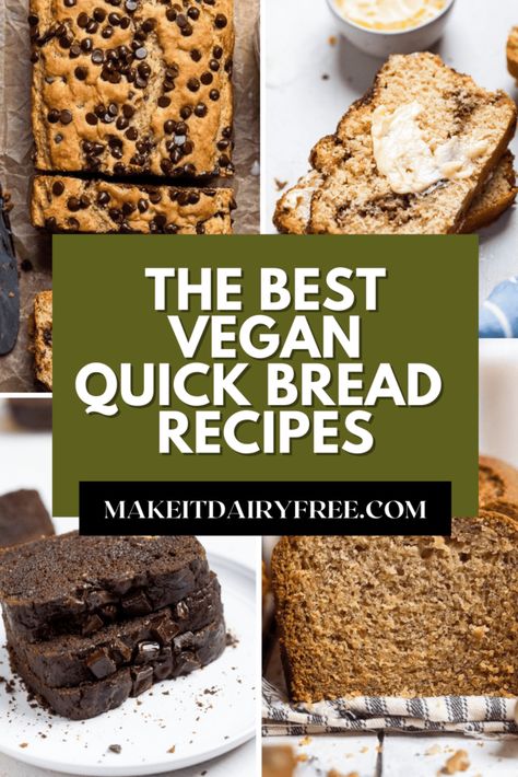 The Best Vegan Quick Breads - Make It Dairy Free Dairy Free Quick Bread, Quick Breads Recipes, Gluten Free Quick Bread Recipes, Vegan On The Go, Vegan Cake Mix, Gluten Free Quick Bread, Vegan Zucchini Bread, Breads Recipes, Vegan Banana Bread Recipe