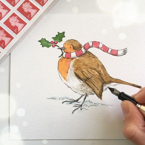 Robin Christmas Card Handmade, Christmas Robin Illustration, Robin Christmas Card, Victorian Britain, Robin Drawing, Cards Drawing, Victorian Christmas Cards, Christmas Cards Drawing, Artsy Crafts