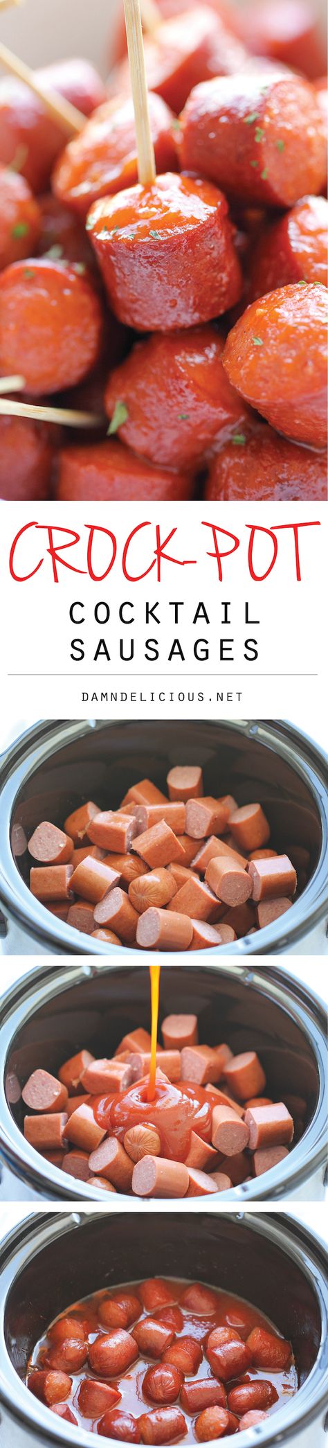 Slow Cooker Cocktail Sausages Cocktail Sausages, Beef Soup, Football Food, Crock Pot Cooking, Party Food Appetizers, Soju, Edamame, Pisco, Sausages