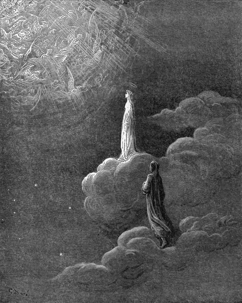 Beatrice Dante, Gustavo Dore, Divine Comedy, Gustave Dore, Dante Alighieri, Biblical Art, Beautiful Dark Art, Light Of The World, Sacred Art