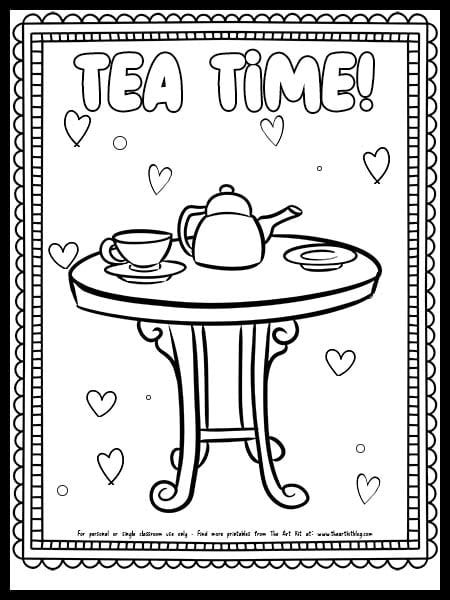 Tea Time Coloring Page {FREE PRINTABLE!} Tea Coloring Pages, Best Coloring Pages, Coloring Page Free Printable, Coloring Supplies, How To Make Slime, Educational Activities For Kids, Fun Printables, Cute Coloring Pages, Sensory Activities