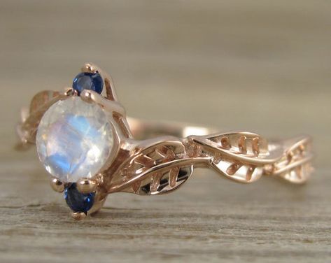 Etsy :: Your place to buy and sell all things handmade Engagement Ring Leaves, Moonstone Ring Vintage, Bohemian Engagement Ring, Purple Diamond Ring, Rainbow Moonstone Engagement Ring, Engagement Ring Leaf, Engagement Ring Nature, Amethyst Wedding Rings, Leaf Wedding Band