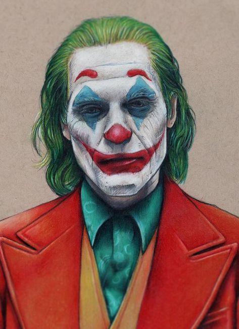 Joaquin Phoenix, The Joker, Phoenix, Giclee Print, Pencil, Pastel, Red, Hair